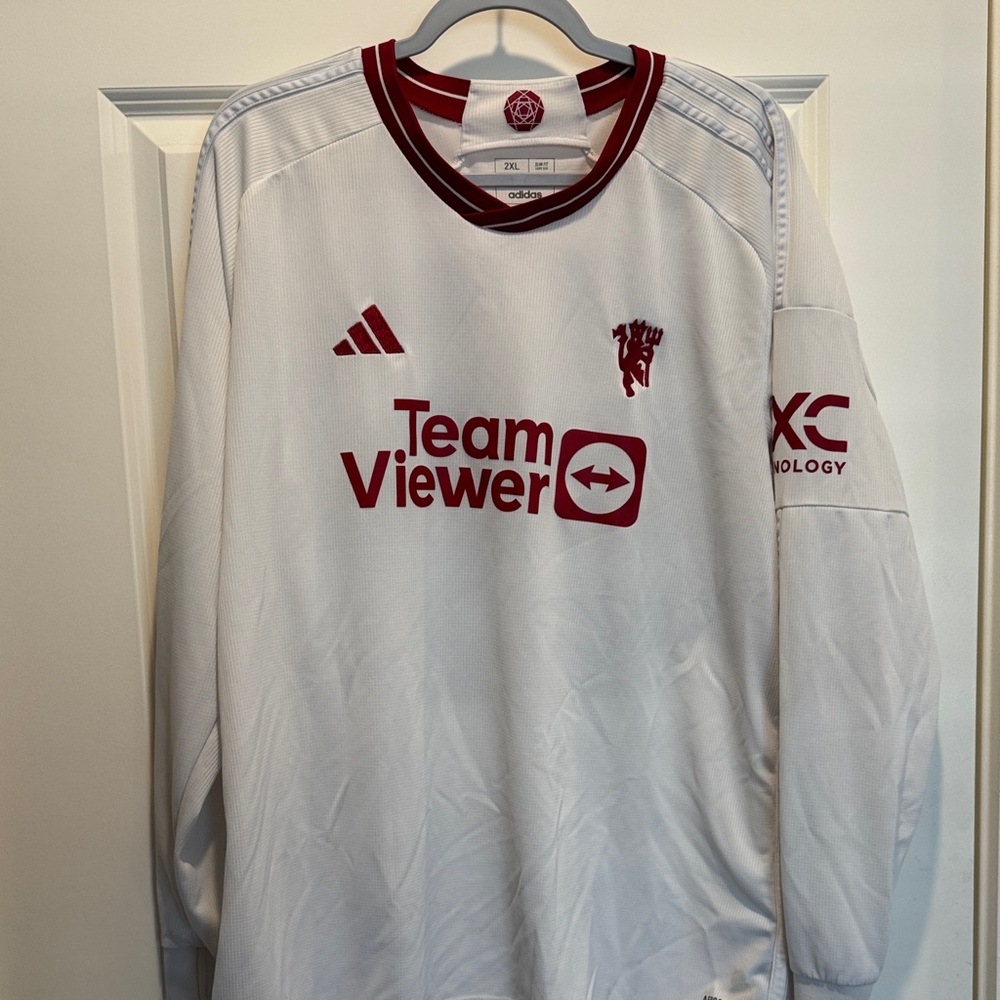 Adidas White and Red Men's Jersey